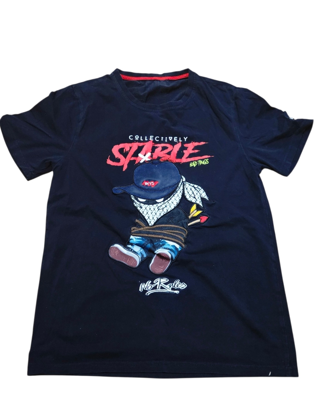 ​BKYS Men's Streetwear Graphic T-Shirt Black "Collectively Savage" No Rules Size